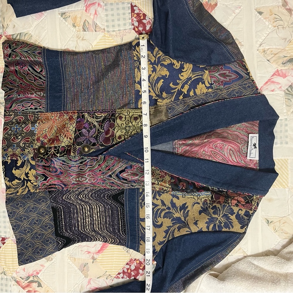 Elegant Multicolor Patchwork Denim Blazer - Picture 7 of 9